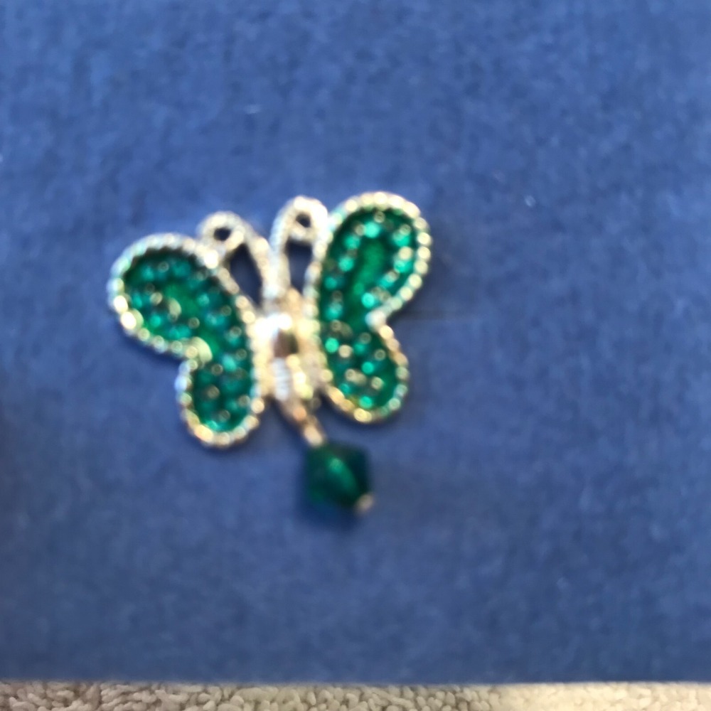 Vintage Avon 2004 Butterfly Pin Birthstone May Rhinestone